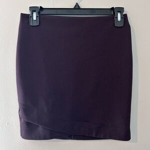 H&M Deep Purple Pencil Bodycon Mini Skirt Flattering Wrap Front
